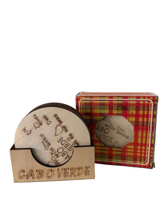 Set en bois  de 6 sous-verres 🇨🇻 Inspiration cap-verdienne